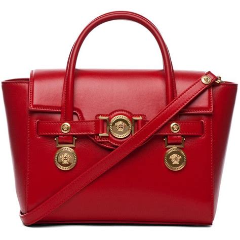 red versace bag with lock okn side|versace leather handbags.